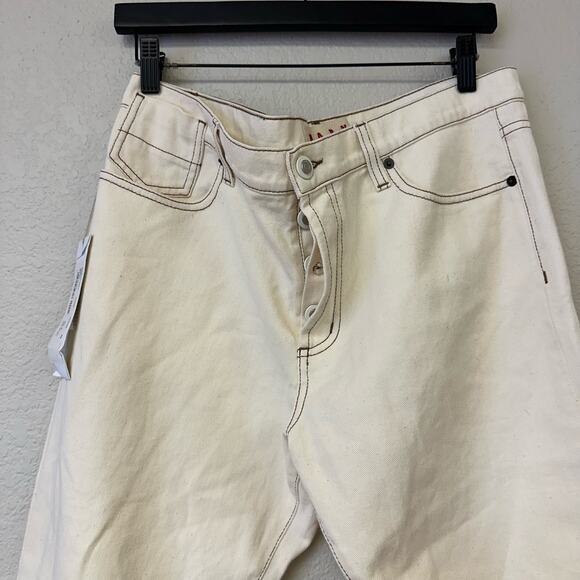 NWT MARNI Raw Cotton Drill White Size 29 Contrast Stitch Straight Leg Jeans - Picture 5 of 12